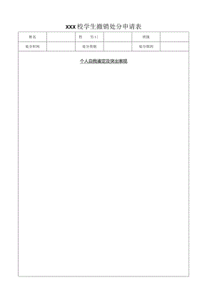 学校学生处分撤销申请表模板.docx
