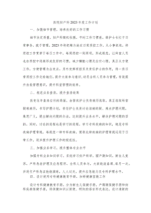 医院妇产科2023年度工作计划.docx
