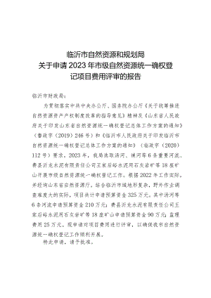 关于申请2023年市级自然资源统一确权登记项目费用评审的报告.docx