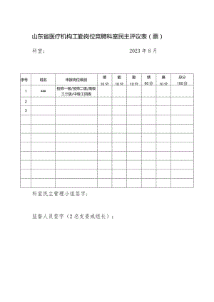山东省医疗机构工勤岗位竞聘科室民主评议表（票）1-1-5.docx