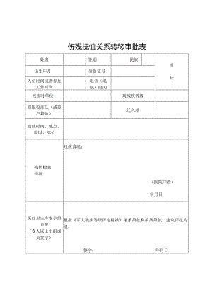 山西省伤残抚恤关系转移审批表.docx