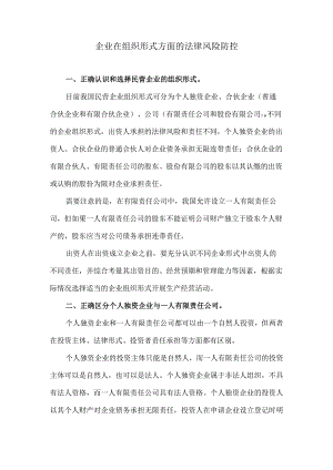 企业在组织形式方面的法律风险防控.docx