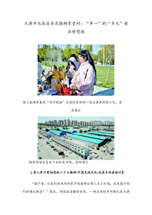 天津市北辰区青光镇韩家墅村：“单一”到“多元” 蹚出转型路.docx