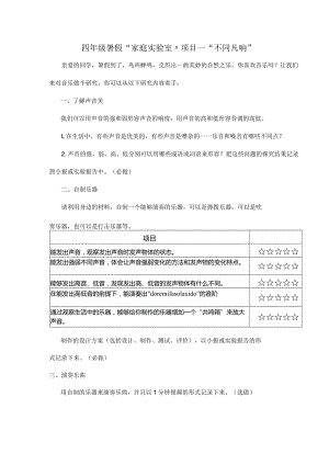 四年级暑假“家庭实验室”项目一“不同凡响”.docx