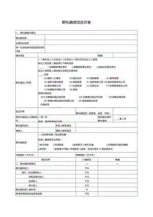 孵化器绩效自评表.docx