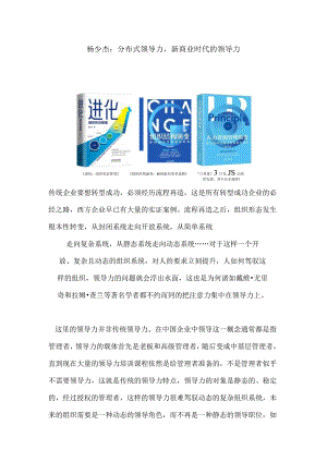 分布式领导力新商业时代的领导力（杨少杰）.docx