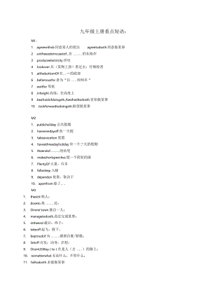 外研版九年级上册期末重点短语.docx
