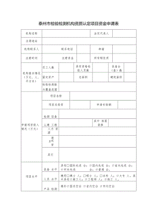 15.泰州市检验检测机构资质认定项目资金申请表.docx