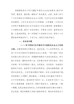 党委书记2023年度主题教育专题民主生活会个人发言提纲.docx