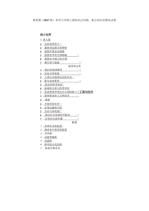 2023教科版（2017秋）科学六年级上册知识点归纳重点知识及期末试卷（含目录）.docx