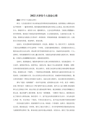 2022大学生个人创业心得.docx