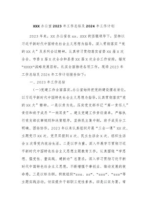 xxx办公室2023年工作总结及2024年工作计划.docx