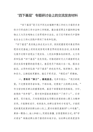 “四下基层”专题研讨会上的交流发言材料.docx