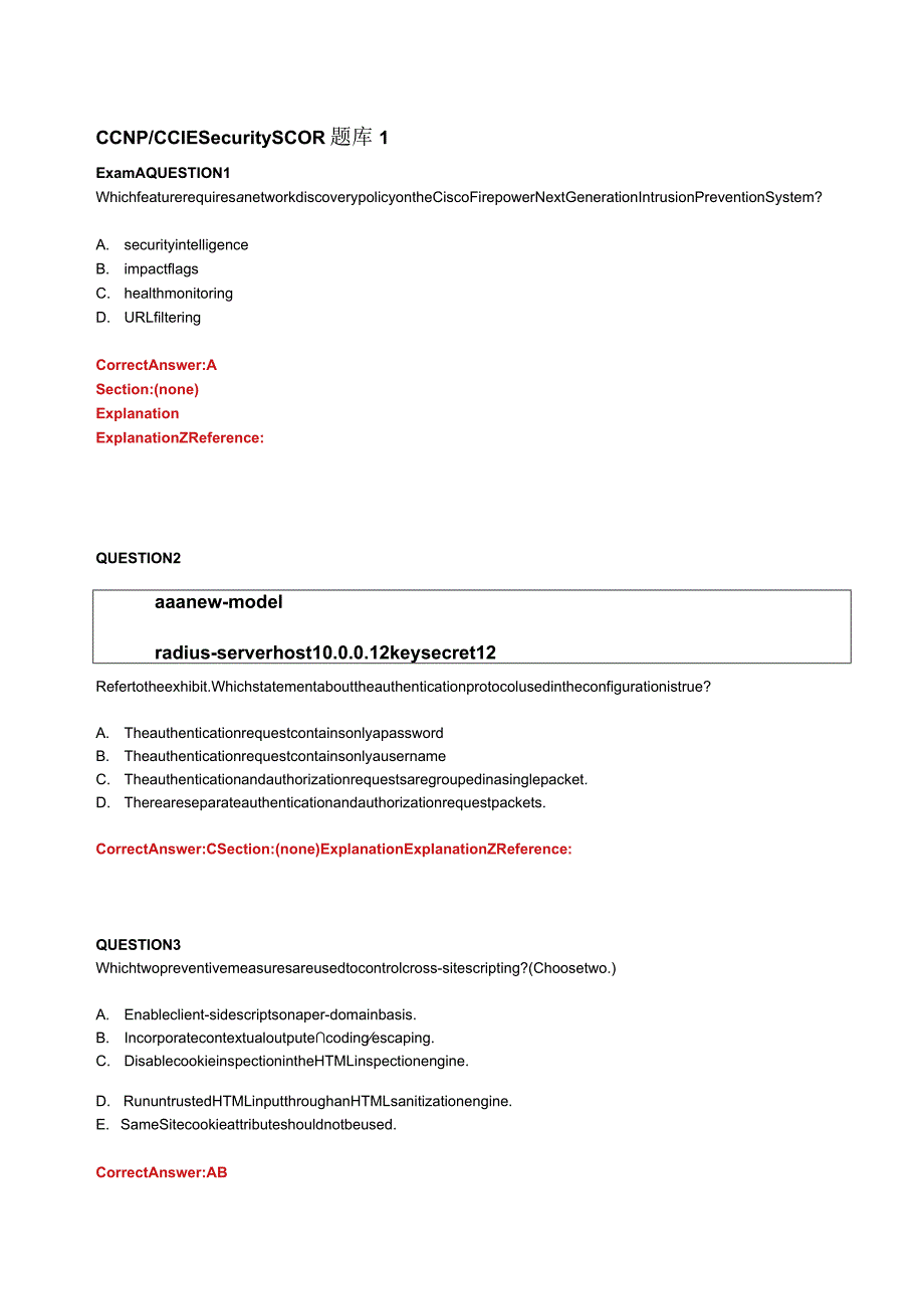 CCNP&CCIE Security SCOR思科认证网络工程师题库1.docx_第1页