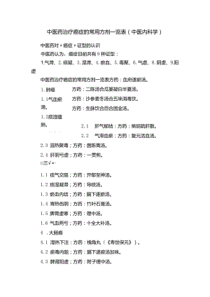 中医药治疗癌症的常用方剂一览表（中医内科学）.docx