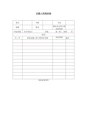 主要人员简历表工程文档范本.docx
