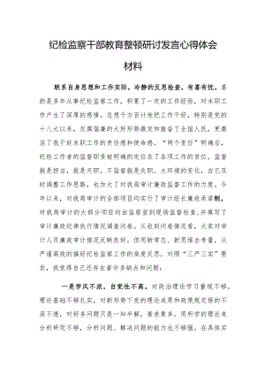 2023年纪检监察干部教育整顿研讨发言心得体会材料一.docx