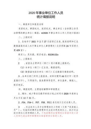 2020年事业单位工作人员统计填报说明、审核要点讲解.docx