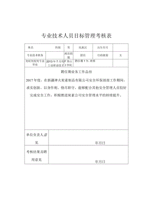 专业技术人员目标管理考核表.docx