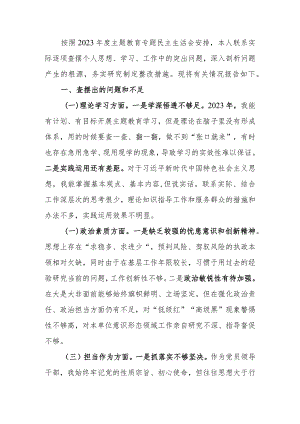 2023专题教育生活会个人检视剖析材料.docx