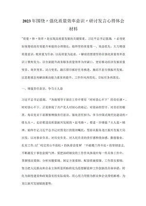 2023年围绕“强化质量效率意识”研讨发言心得体会材料.docx