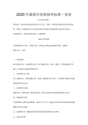 2020年最新最全印花税税率一览表.docx
