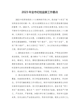 2023年全市纪检监察工作要点.docx