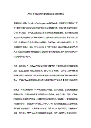 2023创伤骨科慢性难愈性创面诊疗推荐意见.docx