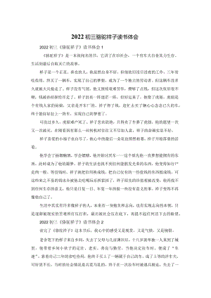 2022初三骆驼祥子读书体会.docx
