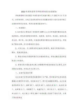 2022年消防宣传月学校消防安全自查报告.docx