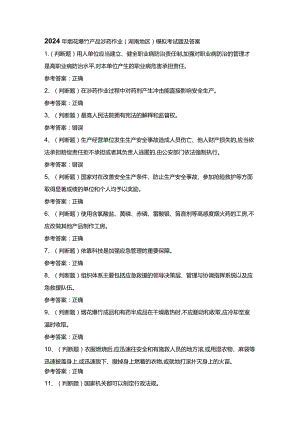2024年烟花爆竹产品涉药作业（湖南地区）模拟考试题及答案.docx