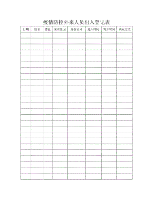 疫情防控外来人员出入登记表.docx