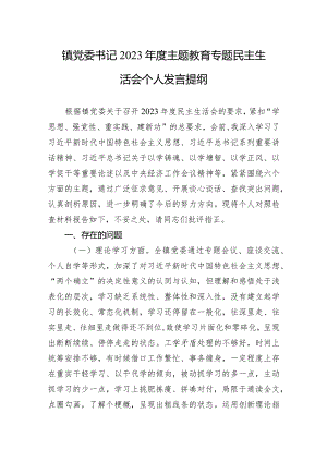 镇党委书记2023年度主题·教育专题民主生活会个人发言提纲.docx