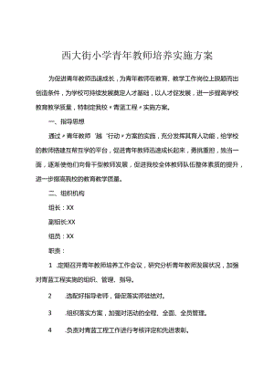 西大街小学青年教师培养实施方案.docx