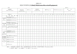 设备日常保养记录表格模板.docx