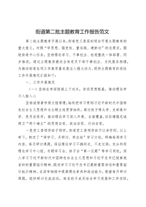 街道第二批主题教育工作报告总结汇报含问题20231106.docx