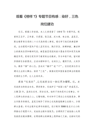 观看《榜样7》专题节目有感：染好“三色”岗位建功.docx