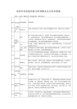 电焊作业危险因素分析预测及安全技术措施.docx