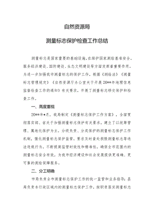 自然资源局测量标志保护工作总结.docx
