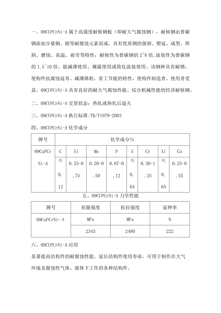 高强度耐候钢板09CuPCrNi-A性能详解.docx_第1页