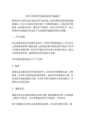 用单点智慧和全面激励凝聚卓越服务.docx