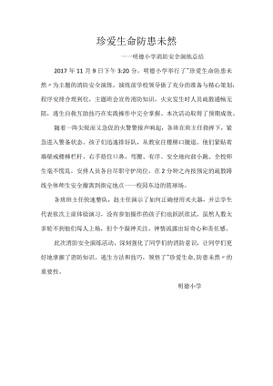 珍爱生命-防患未然——明德小学消防安全演练总结.docx