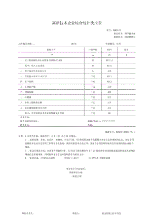 高新技术企业综合统计快报表.docx