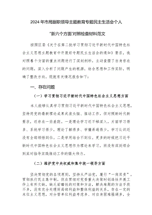 2024年市局副职领导主题教育专题民主生活会个人“新六个方面”对照检查材料范文.docx