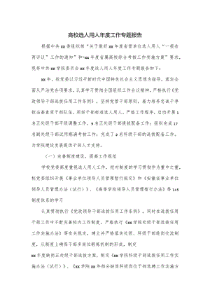 高校选人用人年度工作专题报告.docx