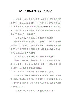 XX县2023年公安工作总结.docx