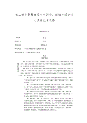 第二批主题教育民主生活会、组织生活会谈心谈话记录表格.docx