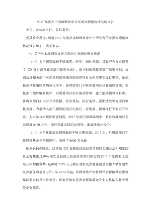 2017年度关于同级财政审计发现问题整改情况的报告.docx