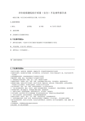 医疗质量（安全）不良事件报告表.docx