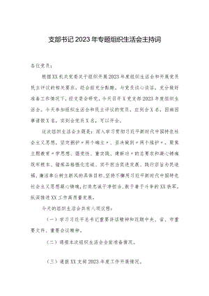 2篇支部书记2023-2024年专题组织生活会主持词总结讲话.docx
